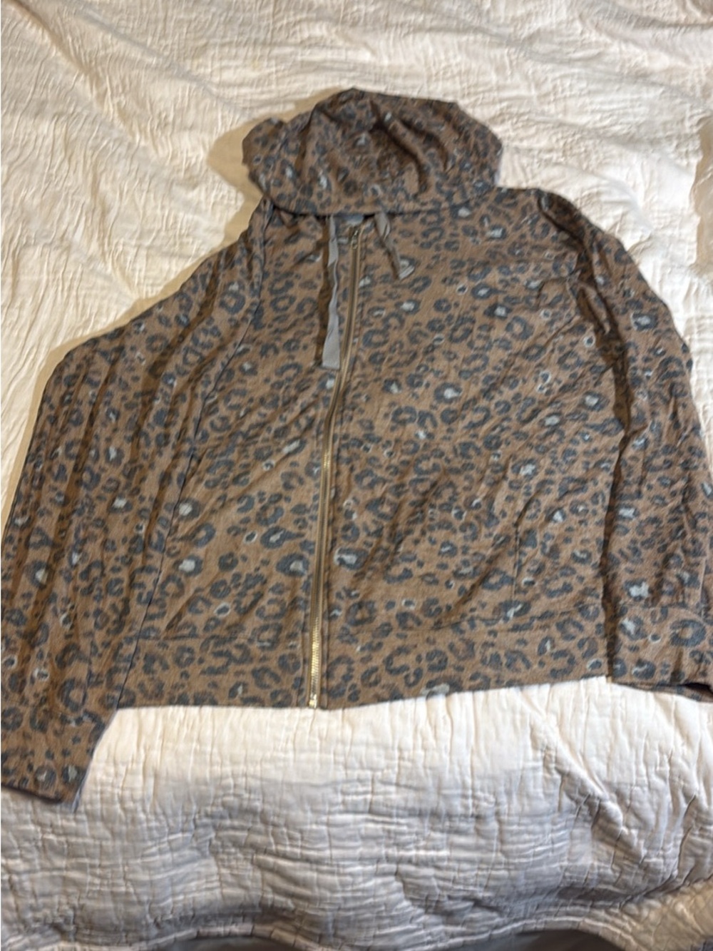 Brown Leopard Print Zip Hoodie Jacket - Women's